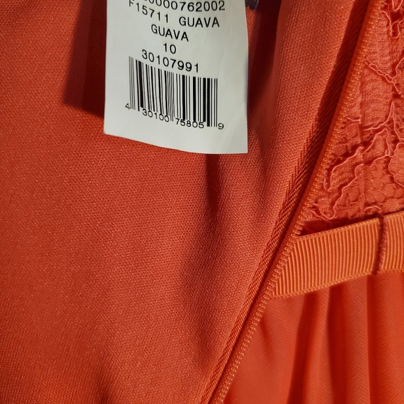 David's Bridal One Shoulder Formal Minidress Sz 10 Guava Lace Top Zip Up Back - Picture 9 of 12